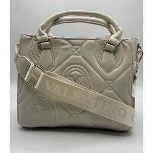 Valentino Orlandi‎ Light Taupe Quilted Top Handle Tote Bag